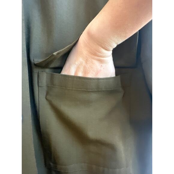 Company by Ellen Tracy Wool Blend Army/ Olive Green Collar Button Down Top - Picture 5 of 11